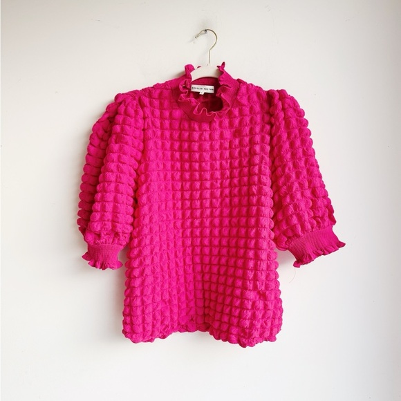 ENGLISH FACTORY Pink Bubble Mock Neck Top M - Picture 6 of 7
